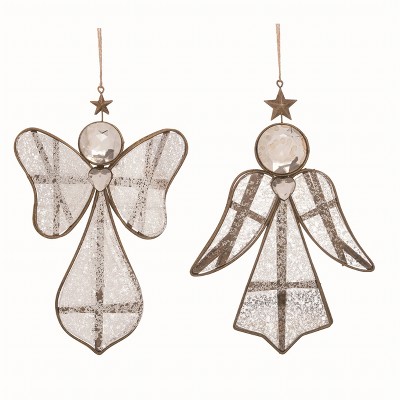 Transpac Plastic Elegant Angel Ornament Set of 2 Christmas Home Decorations