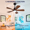 Wanze of Ocean 42 in. Smart Black Solid Wood Brown Blades 2-Size Downrod Mount Standard Ceiling Fan with 3-Color Dimmable LED Light - 4 of 4