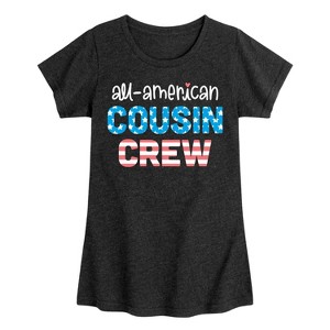 Girls' - Instant Message - All American Cousin Crew Fitted Short Sleeve Graphic T-Shirt - 1 of 4