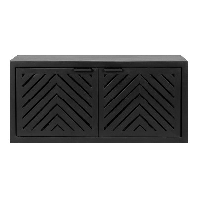 Black Mango Wood 2-Door Wall Cabinet, 30x10x14