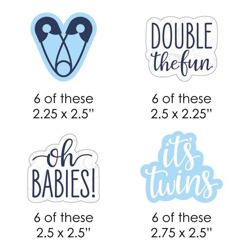 Big Dot of Happiness It's Twin Boys  - DIY Shaped Blue Twins Baby Shower Cut-Outs - 24 Count, 3 of 6
