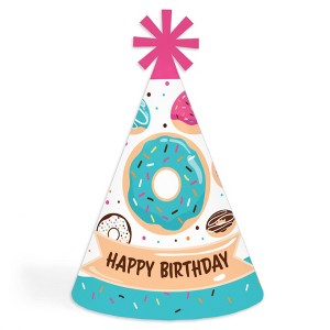 Big Dot of Happiness Donut Worry, Let’s Party - Cone Happy Birthday Party Hats for Kids and Adults - Set of 8 (Standard Size) - 1 of 4