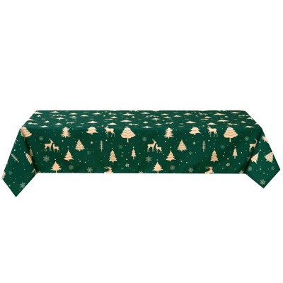 Christmas Table Cloths Spill Proof Anti-Wrinkle Polyester Xmas Table Cloth for Kitchen Parties Holiday Dinner Tabletop, Rectangle/Oblong