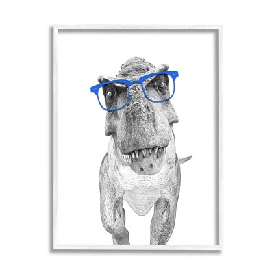 Stupell T-Rex Dinosaur Blue Glasses Framed Giclee