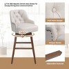Bar Stools Counter Height Chairs Set Of 2 ,Kitchen Chairs 360 Degree Swivel Wood Legs,Dining Chairs Linen Fabric With Footrest-Cuddlewood - 4 of 4