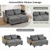 63" Convertible Chaise Lounge Loveseat Sofa Bed, Corduroy Sleeper with USB Ports, Cup Holders & Storage for Living Room-3irtyhousy - 2 of 4