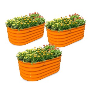 JUJABU 3-Pack Raised Garden Beds – 40"x24"x18" Oval Galvanized Planters for Veggies, Flowers & More - 1 of 4