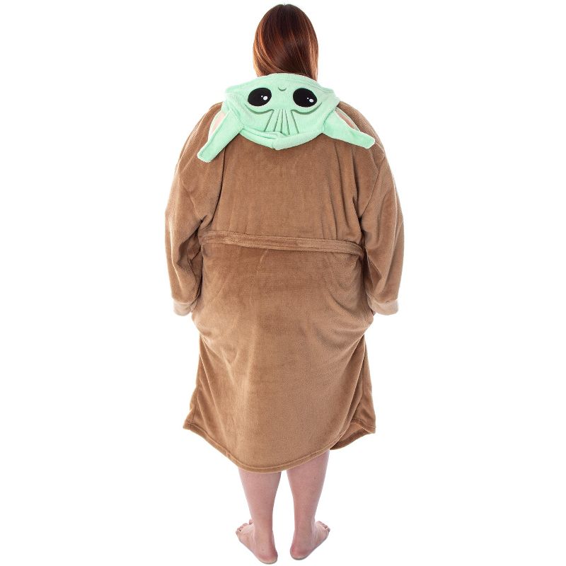 Big and Tall Baby Yoda Star Wars The Child Adult Costume Plush Robe Beige, 4 of 7