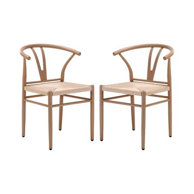 Infurnic Accent Chairs, Comfortable Woven Seat with Sturdy Legs, Modern Accent Chairs for Kitchen and Dining Room, Beige, 22"*27.9"*30"