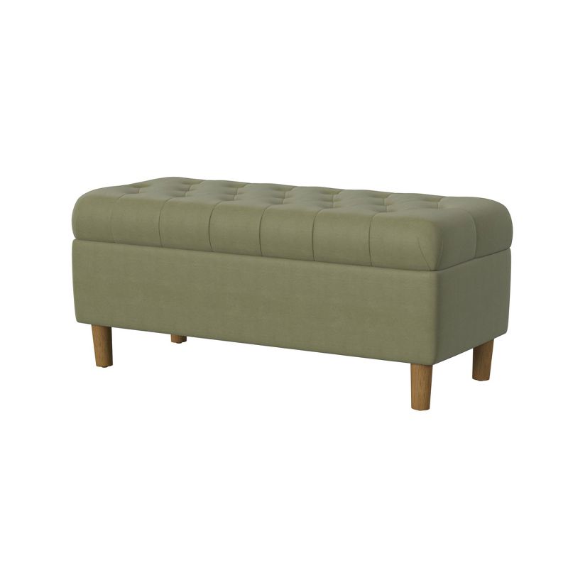 Button Tufted Storage Bench with Cone Wood Legs - HomePop, 2 of 11