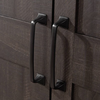 Tall Dark Brown MDF Living Room Cabinet with Adjustable Shelving