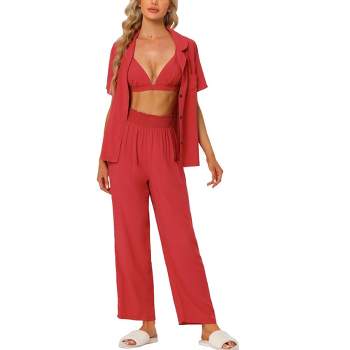 Cheibear Womens 2pcs Long Sleeve Capri Pants Floral Lounge Set Sleepwear  Pajama Sets : Target