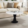 Royal Hampton Coffee Table, White Marble Top on Modern Iron Stand, Round Table, 27 Inch - 2 of 4