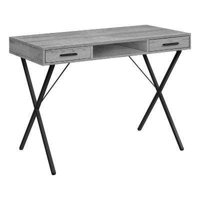 Monarch Specialties Computer Desk Home Office Laptop Left Right Set-Up Storage Drawers 42InchL Work Metal Laminate Grey Black Contemporary Modern