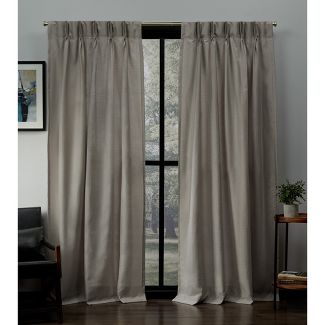 Set of 2 (96"x54") Loha Linen Pinch Pleat Window Curtain Panel Beige - Exclusive Home