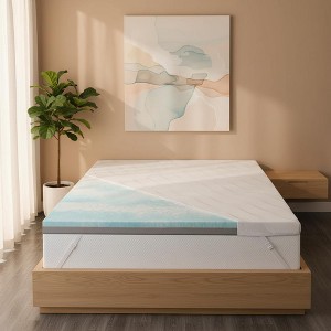 Dyonery 3 Inch Extra Firm Topper, Reversible Bamboo Charcoal Memory Foam Pad for Travel Trailer, Cooling Gel Bed Mat, Non-Slip - 1 of 4