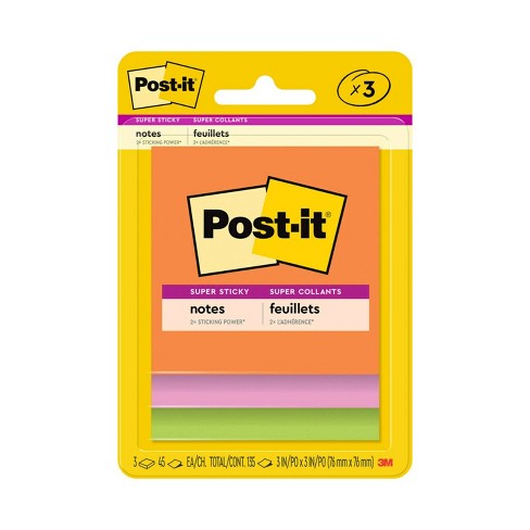 Post-it® Super Sticky Large Notes, Assorted Colours, 152 mm x 101 mm, 45  Sheets/Pad, 3 Pads/Pack