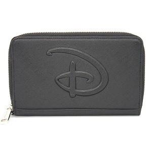 Women's PU Zip Around Wallet Rectangle - Disney Signature D Logo Centered Embossed - 1 of 4
