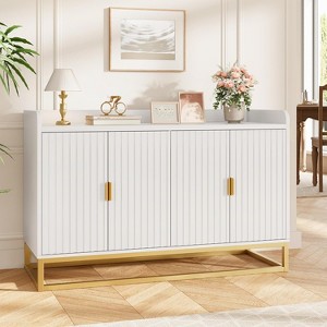47.2" Fluted Sideboard Buffet Cabinet with 4 Doors + Storage, Engineered Wood - 1 of 4