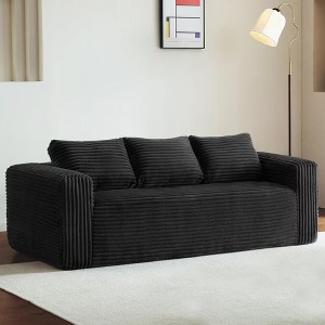 3-Seater Corduroy Boneless Sofa with Memory Foam, Comfy Deep Seat, and No Assembly - 1 of 4