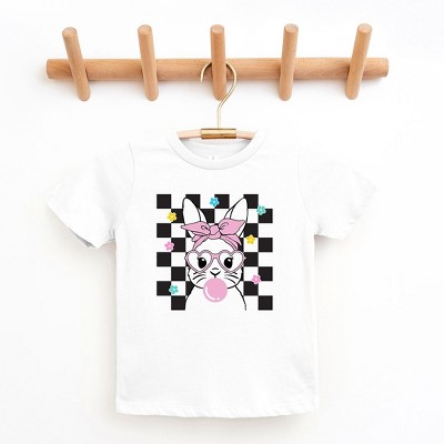 The Juniper Shop Checkered Groovy Bunny Toddler Short Sleeve Tee