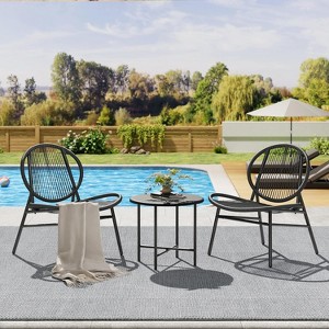 3-Piece Outdoor Bistro Set – All-Weather Steel Frame, 350LB Capacity & Compact Design (Black) - 1 of 4