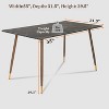 FurnitureR 55.1" Modern Dining Table with Black Marble-Style Top and Wood Tapered Legs, Rectangular Kitchen & Dining Room Table - 2 of 4