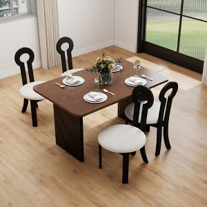 WJSHome Sheep Plush Upholstery Dining Chairs Set of 4, Rubberwood Dining Chairs, Retro Key Shape Design for Kitchen and Restaurant - 1 of 4