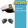 Joyfy Halloween Party Favors Captain Cap Sunglasses Navy Costume Set Halloween Cosplay Accessory Yacht Sailor Ship Hat for Men Women Dressing up Party - 3 of 4