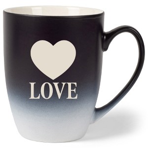 100 North Heart 10 Ounce Black and White Two Toned Ombre, Comfortably Fits Your Hands, Ceramic Tea Coffee Cup Mug, Love - 1 of 1