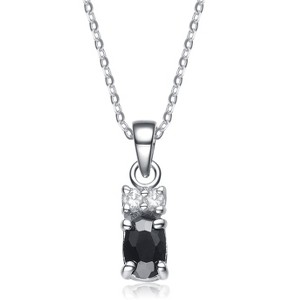 Guili Sterling Silver White Cubic Zirconia Rhodium Plating Clear and Black Cubic Zirconia Pendant - 1 of 2