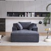 TinyHomie Oversized Chaise Longue Chair Indoor, Modern Upholstered Corduroy Deep Seat Sofa Bed with Throw Pillows and Armrests - 2 of 4