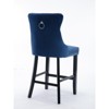 Contemporary Velvet Upholstered Barstools with Button Tufted Decoration and Wooden Legs, and Chrome Nailhead Trim,Bar stools, Set of 2 - 3 of 4