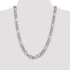 Black Bow Jewelry Men's 10.5mm, Sterling Silver Pave Flat Figaro Chain Necklace - 2 of 4