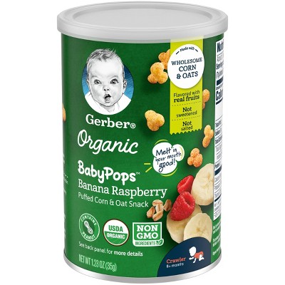 Gerber Organic BabyPops Banana Raspberry Puffed Corn & Oat Baby Snacks - 1.23oz