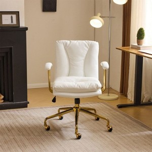 Karl Home |24 W White Swivel Upholstered PU Office Chair - 1 of 4