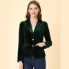 INSPIRE CHIC Women's Notched Lapel Vintage Office Button Front Velvet Blazer - 2 of 4
