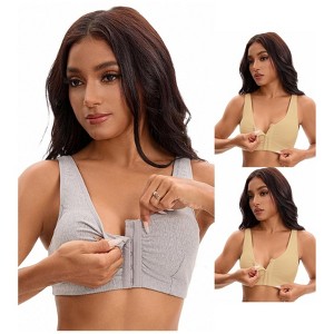 INSPIRE CHIC Women's Front Closure Adjustable Strap Wirefree Full Coverage Soft Workout Bras 3 Packs - 1 of 4