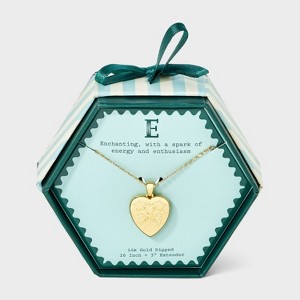 14K Gold Dipped Heart Charm Initial Necklace - A New Day™ Gold - 1 of 4