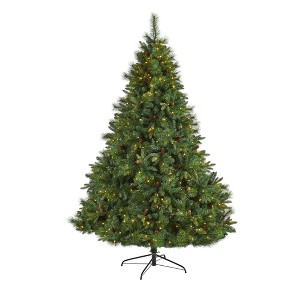 Nearly Natural 7’ West Virginia Full Bodied Mixed Pine Prelit LED Artificial Christmas Tree with Pine Cones - 1 of 1