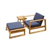 Outdoor Chaise Lounge Chair Set of 3, Acacia Wood Conversation Set with Coffee Table, Pool Sunbathing Recliner with Ottoman for Porch Backyard - 4 of 4