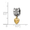 Black Bow Jewelry Sterling Silver & 14k Yellow Gold Heart Dangle Bead Charm - 2 of 3