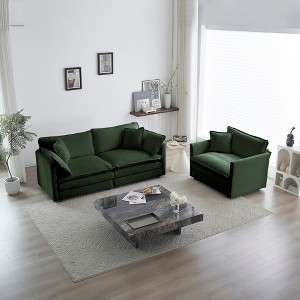 APRILSOUL 2 Pieces Chenille Sofa and Chair Set, 1+2 Seat, Loveseat and Accent Chair, High-Quality Sponge, Flexible Configurations - 1 of 4