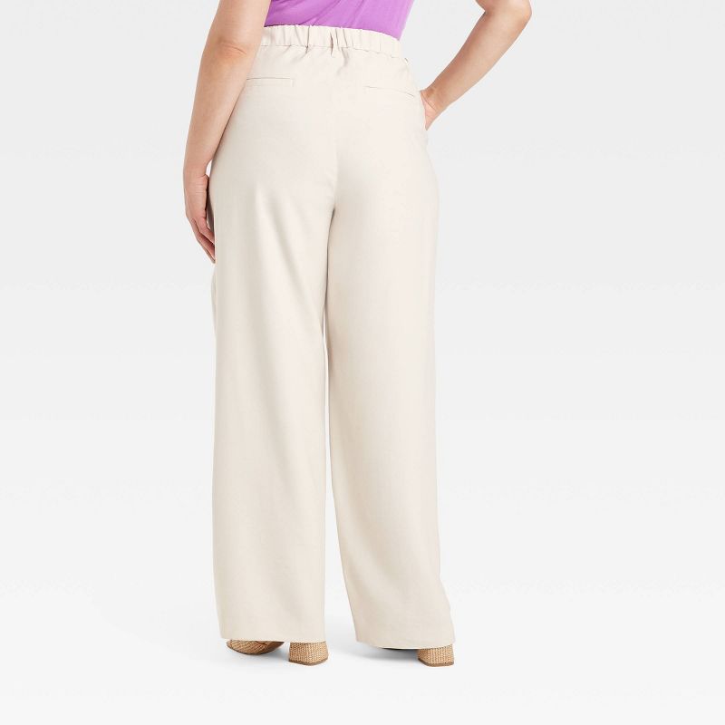 Women's High-Rise Linen Pleated Front Straight Pants - A New Day™, 3 of 16