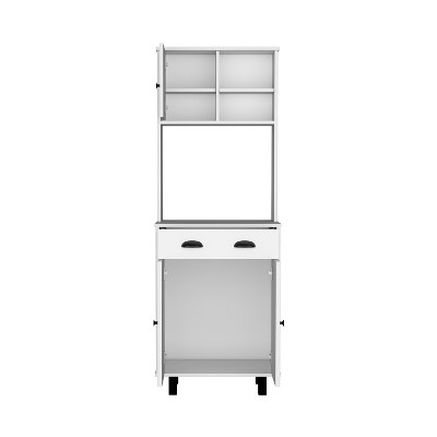 NicBex Storage Buffet Cabinet 67" Freestanding Kitchen Pantry Sideboard Cabinet with 3 Doors, 2 Open Shelves, Microwave Storage Option