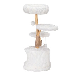 Modern Cat Tree, Natural Branch Cat Tower, Luxury Cat Condo, Indoor Cat Furniture, Kitten Cat Gift, White - 1 of 4