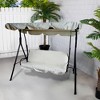 Northlight 3-Seater Outdoor Patio Swing with Adjustable Canopy - Cream - 3 of 4