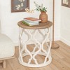 COZAYH Rustic Round End Table with Wood Tray Top Side Table for Living Room or Bedroom Small Furniture Piece 17.75 x 20 Inches, White - 3 of 4