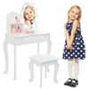 Princess Vanity Set for Girls - Kids Makeup Table with Touch Lights, Mirror, Stool, and Wood Playset - 2 of 4