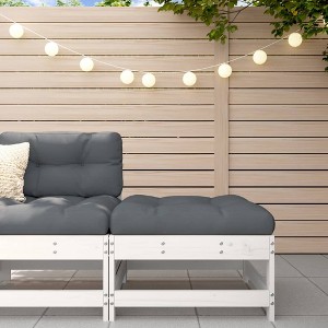 vidaXL Patio Footstool with Cushion White Solid Wood Pine - 1 of 4
